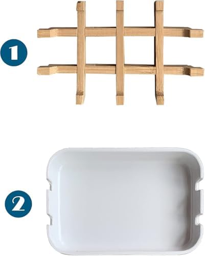 Aoheuo Modern Bamboo Fiber soap Holder and soap Dish Combination (Removable),5.12 Long by 3 Wide, 0.98 inches high, Used in Kitchens, bathrooms, and bar Sinks (White,Gray) - Image 5
