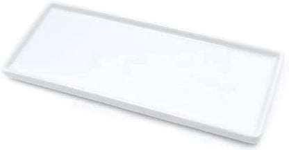 Ceramic Candle Tray - Small Rectangle, White Marble Organizer for Candle, Soap, Jewelry, Perfume, Towel Holder - Decorative Bathroom, Kitchen Sink, Counter, Restroom