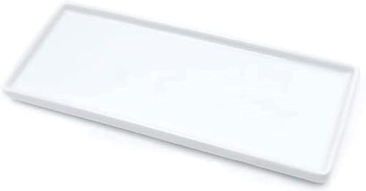 Ceramic Candle Tray - Small Rectangle, White Marble Organizer for Candle, Soap, Jewelry, Perfume, Towel Holder - Decorative Bathroom, Kitchen Sink, Counter, Restroom