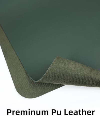 AFIING Leather Desk Pad Protector, Mouse Pad, Office Desk Mat, Non-Slip PU Leather Desk Blotter, Large Desk Mat, Waterproof Keyboard Mat for Office/Home/Decor (Dark Green, 48" x 17") - Image 2