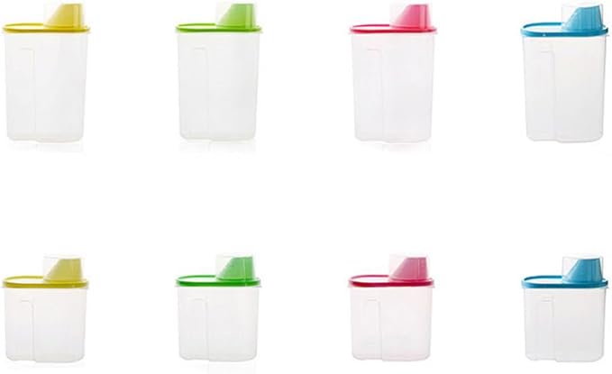 Wakauto 1.5L Airtight Food Storage Container – Plastic Clear Cereal & Rice Storage Bin Dispenser with Pour Spout & Measuring Cup, for Grains, Cereal, Rice, Beans, Kitchen Organization & Meal Prep