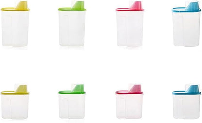 Wakauto 1.5L Airtight Food Storage Container – Plastic Clear Cereal & Rice Storage Bin Dispenser with Pour Spout & Measuring Cup, for Grains, Cereal, Rice, Beans, Kitchen Organization & Meal Prep