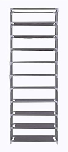 GREEF 10 Tier 30 Pairs Shoe Rack with Dustproof Cover Large Shoe Storage Organizer Cabinet for Closet, Bedroom, Entryway, Hallway, Dorm Room (Grey)