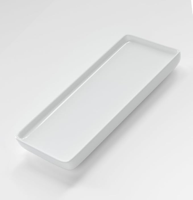 Premium Ceramic Bathroom Tray – Sleek Non-Slip Organizer for Shower, Countertop, Vanity | 9.25x3.66inch | Easy-Clean, Corrosion-Resistant