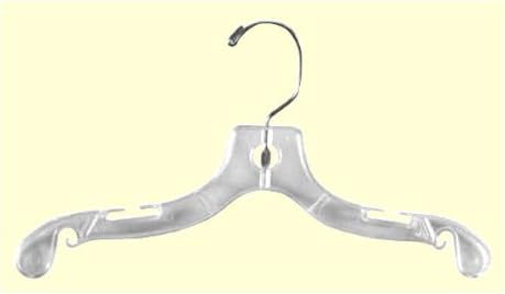14" Plastic Child Hanger Clear With Zinc Hook - 100 Pcs - Kid Dress Hangers For Stores & Home Closet