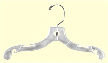14" Plastic Child Hanger Clear With Zinc Hook - 100 Pcs - Kid Dress Hangers For Stores & Home Closet