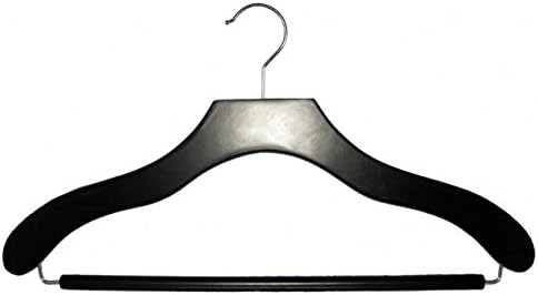 NAHANCO Contemporary Collection: Wooden Suit Hanger with Bar, 17" Black (Pack of 50)