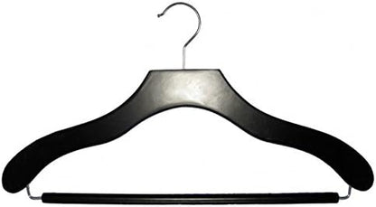 NAHANCO Contemporary Collection: Wooden Suit Hanger with Bar, 17" Black (Pack of 100)