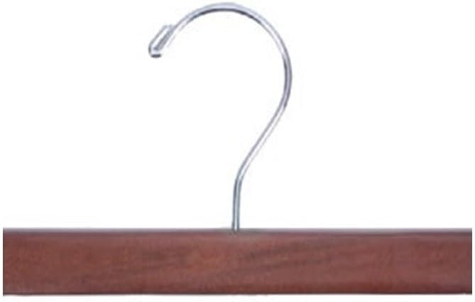 NAHANCO 14” Flat Wooden Skirt/Pant Hanger with Chrome Hardware, Walnut (Pack of 100)