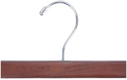NAHANCO 14” Flat Wooden Skirt/Pant Hanger with Chrome Hardware, Walnut (Pack of 100)