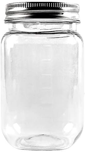 novelinks 16 oz Clear Plastic Jars with Lids, Refillable 16oz Mason Jars with Lids & Storage Containers for Kitchen & Household Use (20 Pack,Silver)