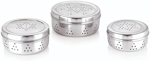 Stainless Steel Spice Container with Perforated Lid for Refrigerator Storage, Round