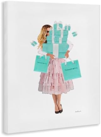 Stupell Industries Woman Shopping Blue Pink Glam Fashion Watercolor, Designed by Amanda Greenwood Wall Art, 24 x 1.5 x 30, Canvas - Image 2