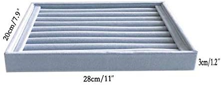 Grey Velvet Ring Organzer Holder Ring Display Tray Ideal for Small Space Drawer Closet Practical Stackable Premium Grade (Ring Tray)