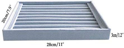 Grey Velvet Ring Organzer Holder Ring Display Tray Ideal for Small Space Drawer Closet Practical Stackable Premium Grade (Ring Tray)