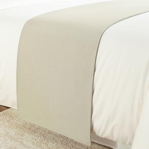 Mengersi Solid Bed Runner Scarf Protector Slipcover Bed Decorative Scarf for Bedroom Hotel Wedding Room (Full/Queen, Beige) - Image 2