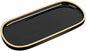 Emibele Jewelry Organizer Oval Resin Tray, Bathroom Kitchen Dresser Vanity Tray Jewelry Dish Ring Holder Cosmetic Organizer for Candle Perfume Soap Shampoo Home Decor - Black & Gold
