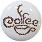 Coffee Cup Spelled with Beans from the Brown Coffee Designs Collection - Farm Fresh Knobs Design Ceramic Cabinet Kitchen Bathroom Bedroom Furniture Handles or Pulls w/Glossy Finish 1.5 x 1.5 Inches