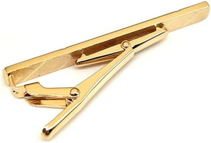 Mens Classic Tie Clips Long Styles Tie Pins Minimalist Necktie Tie Bar Clasp Clip Clamp Pins Gift For Men Business Party Wedding Best Gift and Daily Life(Gold)