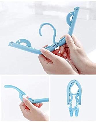 Portable Folding Travel Clothes Hangers with Clips Travel Accessories Plastic Foldable Non-Slip Lightweight Shirts Socks Underwear Clothes Hangers Drying Rack for Home Outdoor Travel