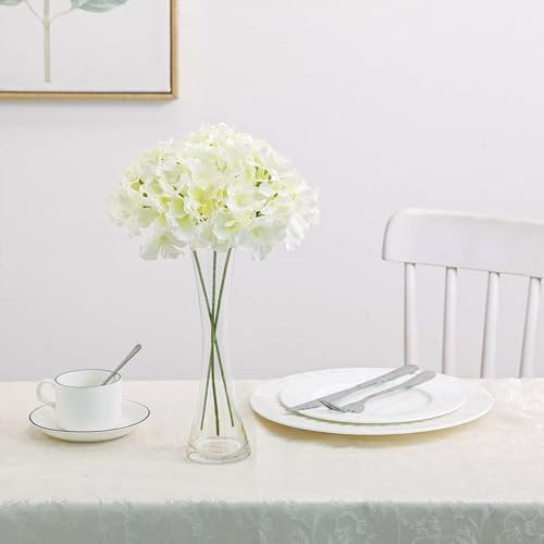 Fake White Hydrangea Artificial Flowers - Faux Silk Hydrangeas Flowers Heads with Stems Real Touch for Home Wedding Party Table Decor(CreamWhite,Pack of 10) - Image 5
