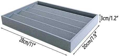 Premium Quality Grey Velvet Stackable Organizer Tray Earrings Jewelry Storage Store Home Organization Closet Drawer Inserts Dividers