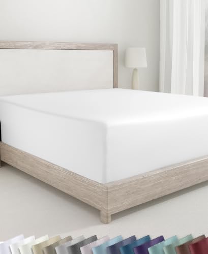 California Design Den Soft 100% Cotton Sateen Twin Fitted Sheets, White by CaliforniaDesignDen