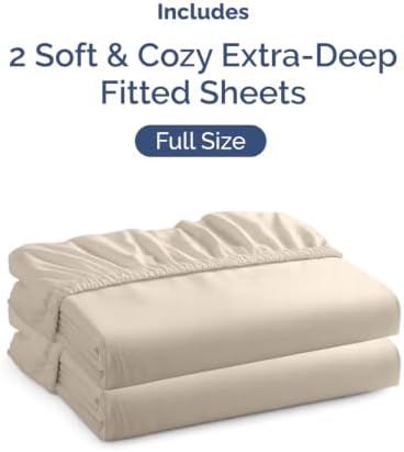CGK Linens 2 Pack Extra Deep Full Fitted Sheets - Wheat - Image 4