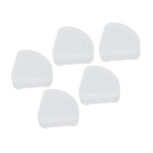5pcs Makeup Sponge Holder Case, Plastic Makeup Container Case for Bead Capsules, Triangle Powder Puff Storage Box with Transparent Lid