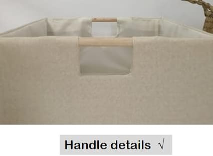 Storage Bin for Shelves Rectangle Closet Baskets Foldable Box with Handles Beige Shelf Baskets Toy Boxes for Home Office Car Dormroom