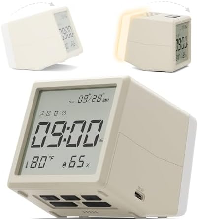 Retro Digital Alarm Clock with Night Light, Temp & Humidity by Unknown