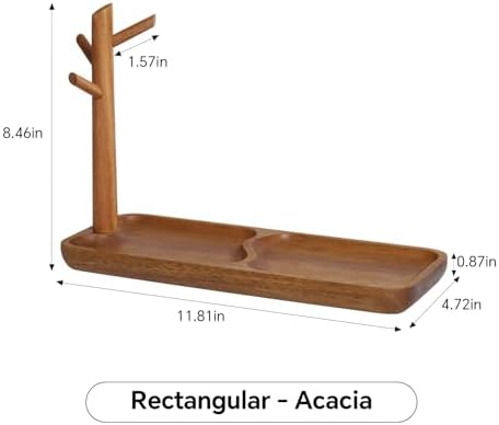 Solid Acacia Wood Key Tray and Bowl, Acacia, Rectangle - Image 2