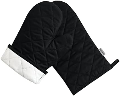 Oven Mitts and Pot Holders 4 pcs Set,High Heat Resistant 500 Degree Extra Thicken Long Kitchen Cotton Oven Glove for Cooking (12 Inch,Black) - Image 5