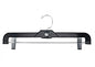 NAHANCO Plastic Skirt/Pant Hangers, Heavy Weight with Chrome Hook, Chrome Metal Clips - 14" High Gloss Black (Pack of 100)