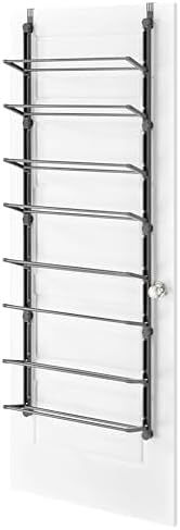 Whitmor 24 Pair Door Shoe Organizer, Heavy Duty Metal & Mesh Shoe Holder,Sturdy Closet Storage Rack Hangs on Closets for Shoes,7.48" D x 23.08" W x 64.76" H,Black