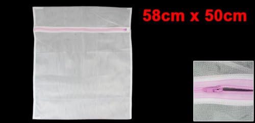 uxcell Meshy Silk Stockings Clothes Washing Bag Holder 58cm x 50cm White
