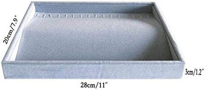 Grey Velvet Stackable Organizer Premium Material Stackable Necklace Watch Chain Bracelet Display Holder Home Store Show Drawer Divider Insert