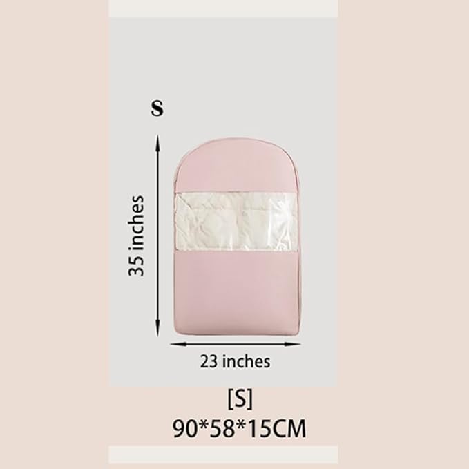 Space Saving Hangable Garment Bag with Self Compression Zipper - Organizer for Closet(Pink，S)