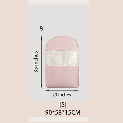 Space Saving Hangable Garment Bag with Self Compression Zipper - Organizer for Closet(Pink，S)