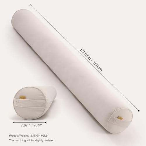 Body Pillow for Adults,Long Round Pillow,Big Cylindrical Pillow,Large Full Bolster Pillows for Side Sleepers (Misty White, 59"*7.87") - Image 2