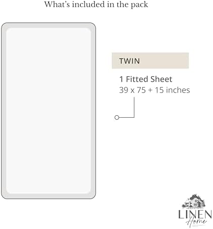 Linen Home 100% Cotton Percale Twin Size Fitted Sheet only, Snow White4 - Image 6