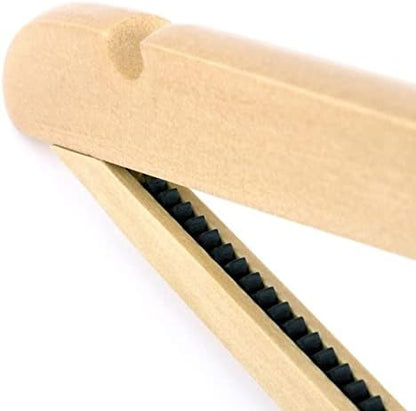 HANGERWORLD Natural Wooden Hotel Style Security Clothes Hangers - 10 Pack, Metal Anti Theft Ring Lock