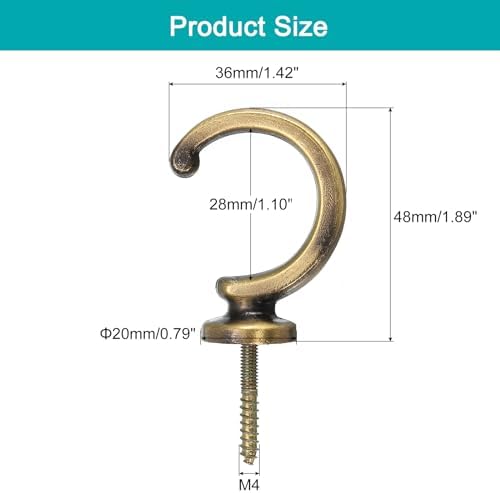 uxcell 4Pcs Curtain Holdback, Aluminum Alloy Wall Mounted Curtain Holders Drapery Tieback Hooks for Living Room Bedroom Office (Bronze) - Image 2