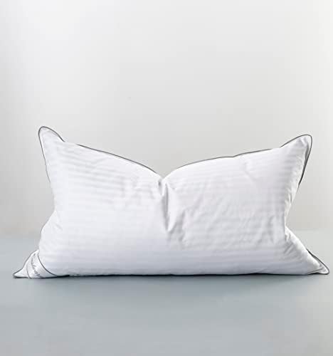 Goose Feather Down Pillow for Sleeping, 100% Cotton Cover King (20X36IN) Bed Pillow Stripe White 1 Pack by Eastwarmth