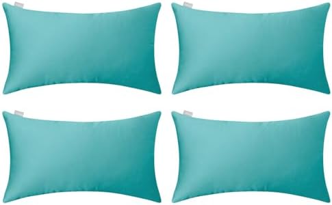 4-Pack 100% Cotton Lumbar Comfortable Solid Decorative Throw Pillow Case,Thmyo Rectangle Cushion Cover Pillowcase Sublimation Blank Pillow Covers DIY Throw Pillowcase(12x20inch/30x50cm, Green) by Thmyo