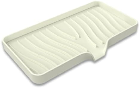 Silicone Soap Dish with Drainer | Quick-Dry Holder for Sponge, Dispenser, Scrubber, Bottle and Cup | for Kitchen, Shower and Bathroom (Beige, Large, 1 Pack)