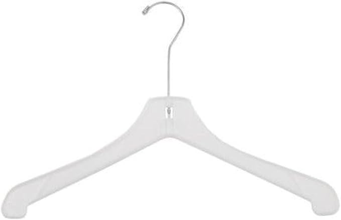 NAHANCO Plastic Coat Hanger - Heavy Weight w/Long Hook - 17" White (Pack of 100), Made in America