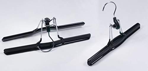 NAHANCO 10” Non Slip Metal Skirt/Pant Hanger with Rubberized Clamp, Black - 50 Pack