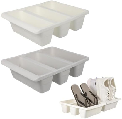 Cabilock 2pcs Storage Shoe Tray, Plastic Shoes Rack, Space-saving Shoe Organizer, No Assembly Required, Multifunctional