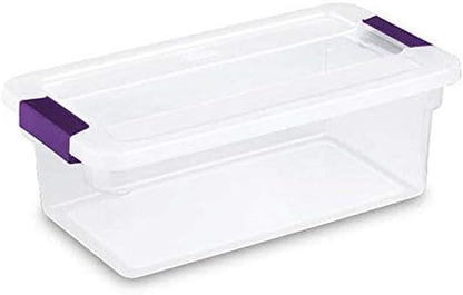 Sterilite 6 Qt ClearView Latch Storage Box, Stackable Bin with Latching Lid, Plastic Container to Organize Shoes in Closet, Clear Base, Lid, 12-Pack